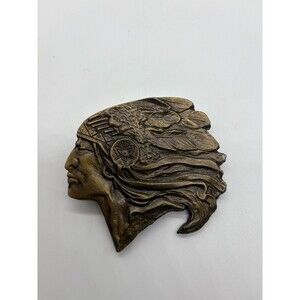 Vintage Solid Brass American Chief Belt Buckle for Men 3 x 2.5"